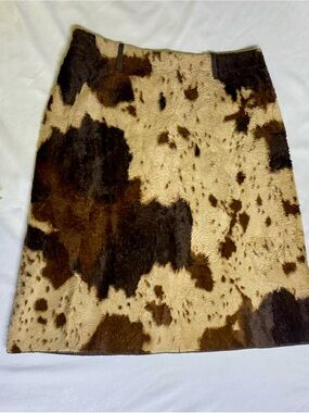 Rozae Nichols Brown and Cream faux Cowhide-Pattern A-Line Skirt
